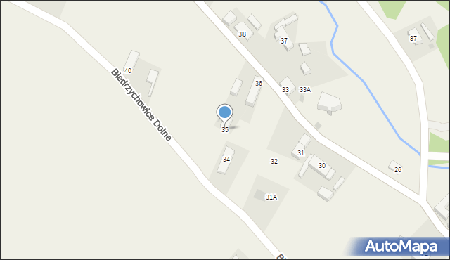 Biedrzychowice Dolne, Biedrzychowice Dolne, 35, mapa Biedrzychowice Dolne