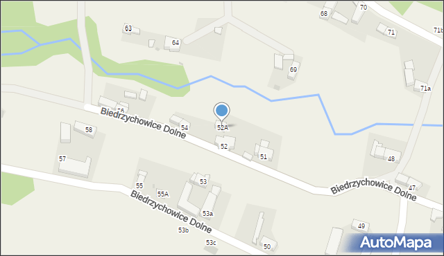 Biedrzychowice Dolne, Biedrzychowice Dolne, 52A, mapa Biedrzychowice Dolne
