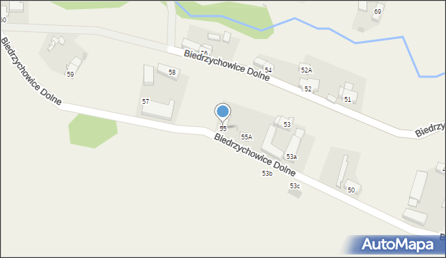 Biedrzychowice Dolne, Biedrzychowice Dolne, 55, mapa Biedrzychowice Dolne