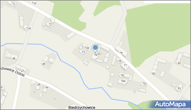Biedrzychowice Dolne, Biedrzychowice Dolne, 74, mapa Biedrzychowice Dolne