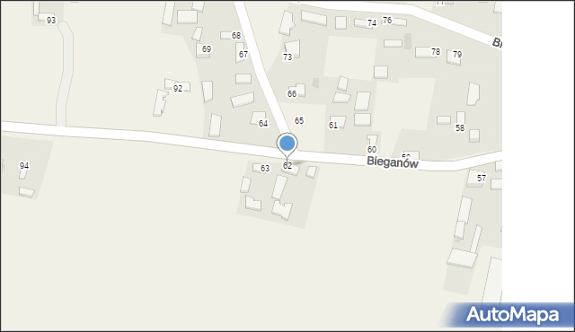 Bieganów, Bieganów, 62, mapa Bieganów