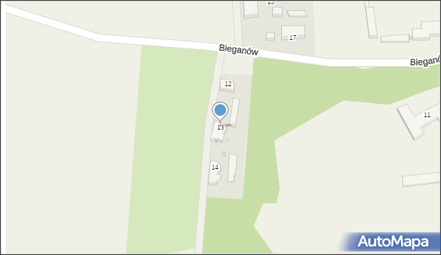 Bieganów, Bieganów, 13, mapa Bieganów