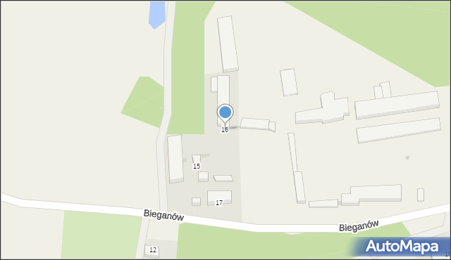 Bieganów, Bieganów, 16, mapa Bieganów