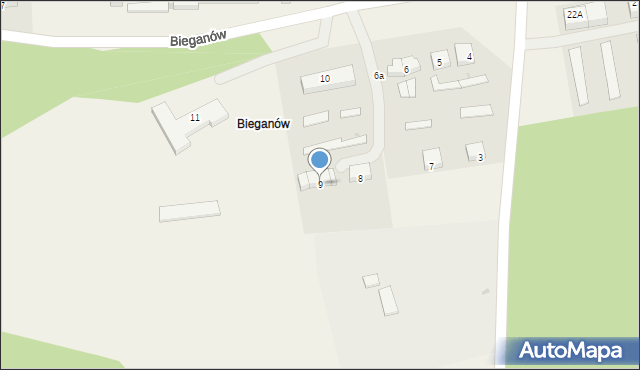 Bieganów, Bieganów, 9, mapa Bieganów