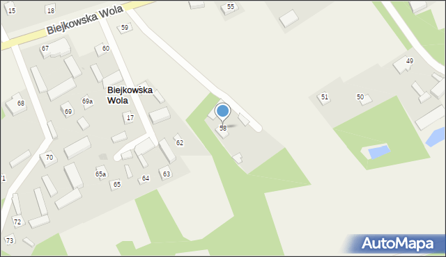 Biejkowska Wola, Biejkowska Wola, 58, mapa Biejkowska Wola