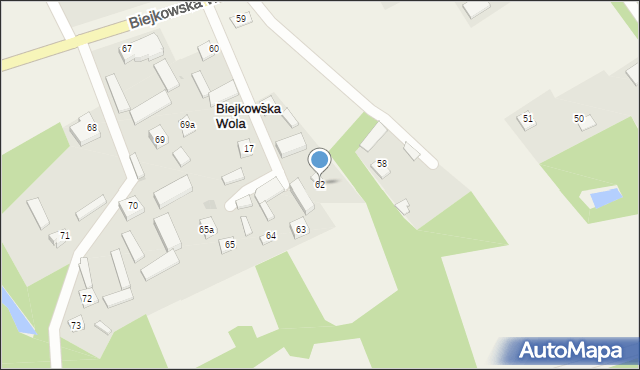 Biejkowska Wola, Biejkowska Wola, 62, mapa Biejkowska Wola