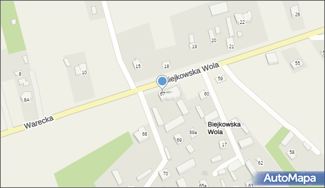 Biejkowska Wola, Biejkowska Wola, 67, mapa Biejkowska Wola