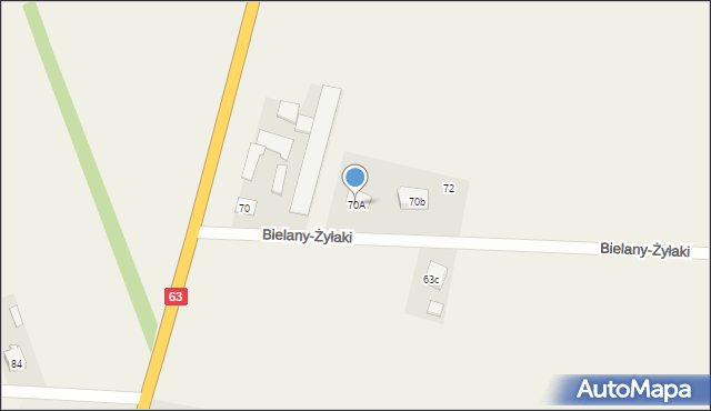 Bielany-Jarosławy, Bielany-Jarosławy, 70A, mapa Bielany-Jarosławy