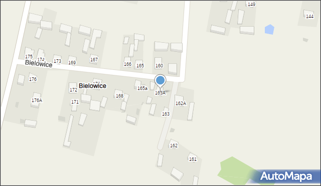 Bielowice, Bielowice, 163A, mapa Bielowice