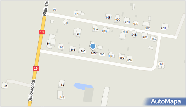 Bielsk Podlaski, Białostocka, 86D, mapa Bielsk Podlaski