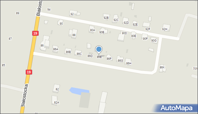 Bielsk Podlaski, Białostocka, 86E, mapa Bielsk Podlaski
