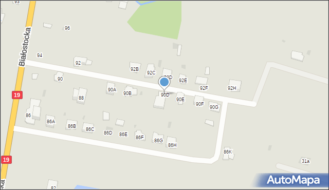 Bielsk Podlaski, Białostocka, 90D, mapa Bielsk Podlaski