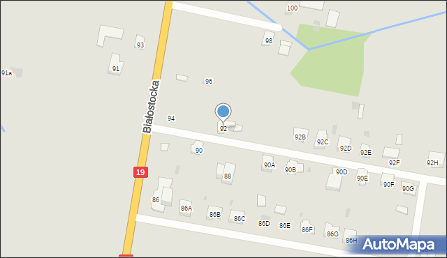 Bielsk Podlaski, Białostocka, 92, mapa Bielsk Podlaski