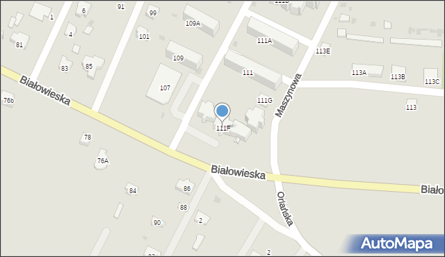 Bielsk Podlaski, Białowieska, 111F, mapa Bielsk Podlaski