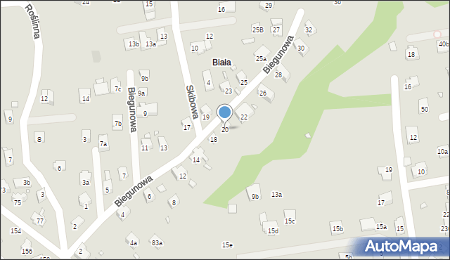 Bielsko-Biała, Biegunowa, 20, mapa Bielsko-Białej