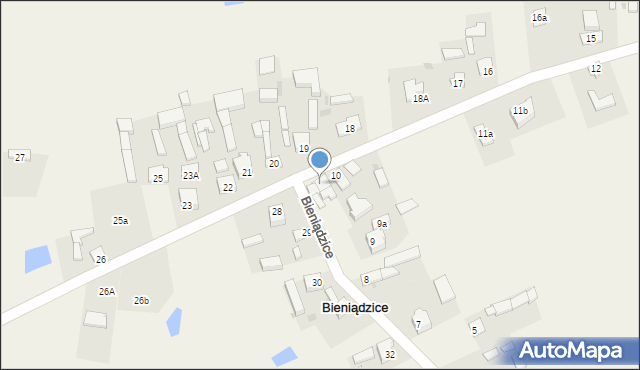 Bieniądzice, Bieniądzice, 10a, mapa Bieniądzice