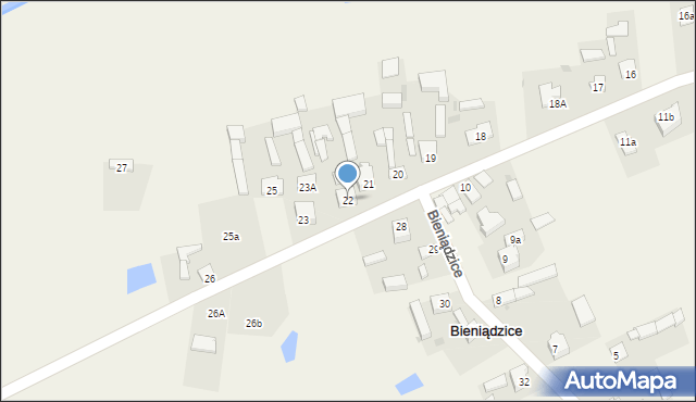 Bieniądzice, Bieniądzice, 22, mapa Bieniądzice