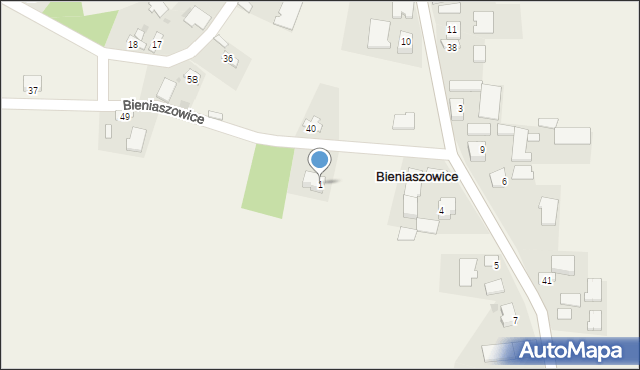 Bieniaszowice, Bieniaszowice, 1, mapa Bieniaszowice