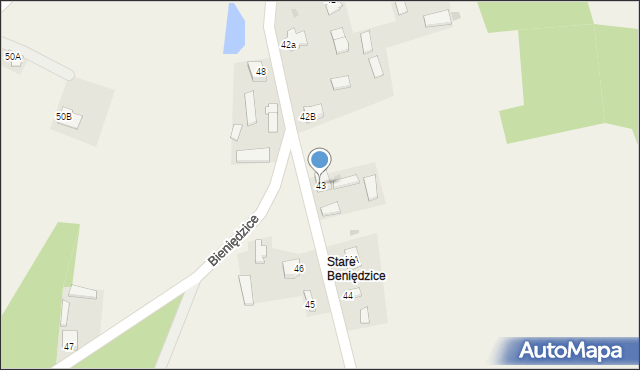 Bieniędzice, Bieniędzice, 43, mapa Bieniędzice