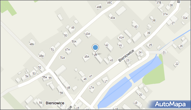 Bieniowice, Bieniowice, 45, mapa Bieniowice