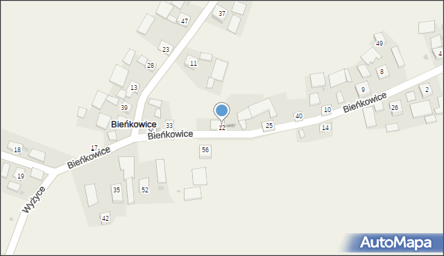 Bieńkowice, Bieńkowice, 12, mapa Bieńkowice