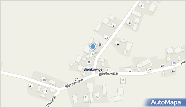 Bieńkowice, Bieńkowice, 13, mapa Bieńkowice