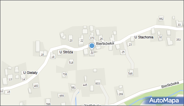 Bieńkówka, Bieńkówka, 21, mapa Bieńkówka