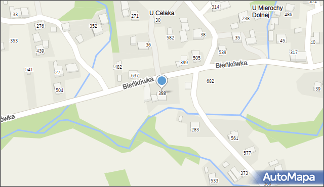 Bieńkówka, Bieńkówka, 388, mapa Bieńkówka