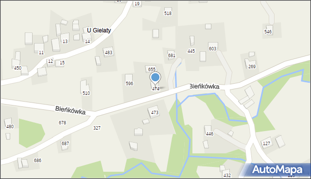 Bieńkówka, Bieńkówka, 474, mapa Bieńkówka