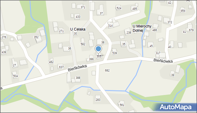 Bieńkówka, Bieńkówka, 505, mapa Bieńkówka