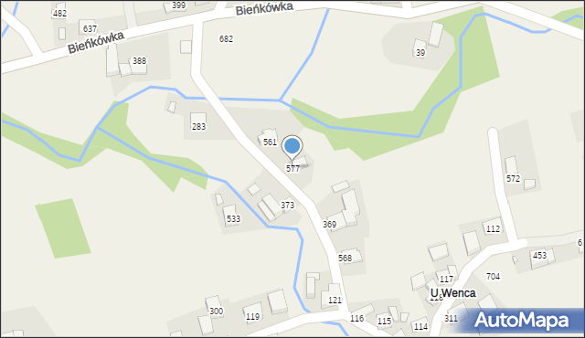 Bieńkówka, Bieńkówka, 577, mapa Bieńkówka