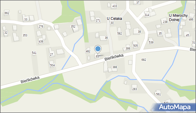 Bieńkówka, Bieńkówka, 637, mapa Bieńkówka