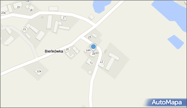 Bieńkówka, Bieńkówka, 14, mapa Bieńkówka