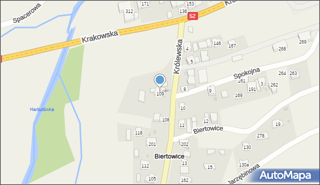 Biertowice, Biertowice, 109, mapa Biertowice