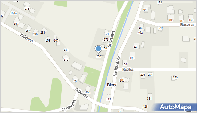 Biery, Biery, 286, mapa Biery