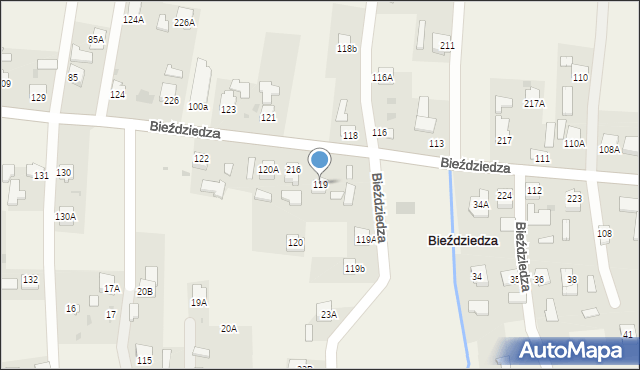 Bieździedza, Bieździedza, 119, mapa Bieździedza