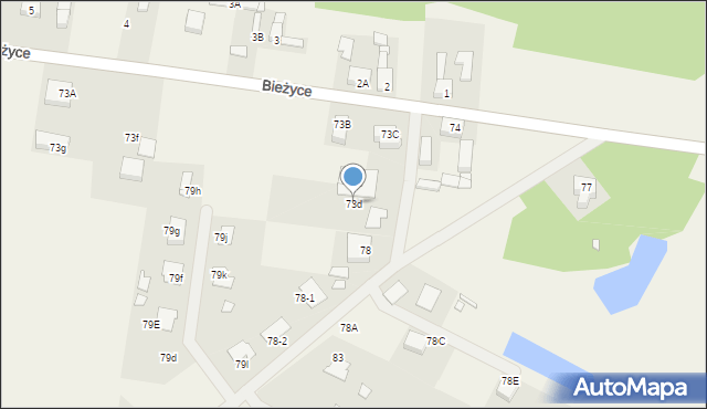 Bieżyce, Bieżyce, 73d, mapa Bieżyce