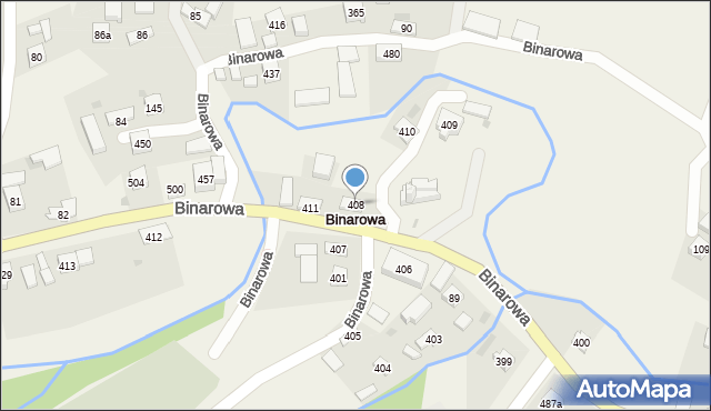 Binarowa, Binarowa, 408, mapa Binarowa