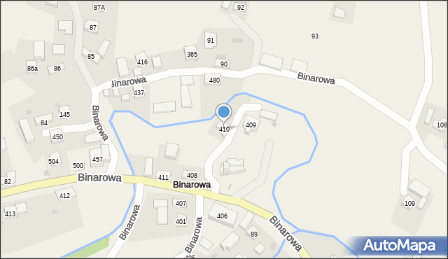 Binarowa, Binarowa, 410, mapa Binarowa