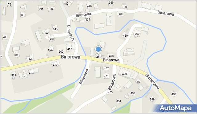 Binarowa, Binarowa, 411, mapa Binarowa