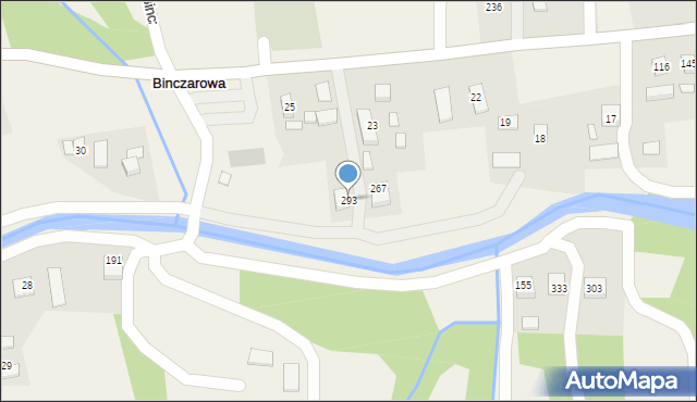 Binczarowa, Binczarowa, 293, mapa Binczarowa