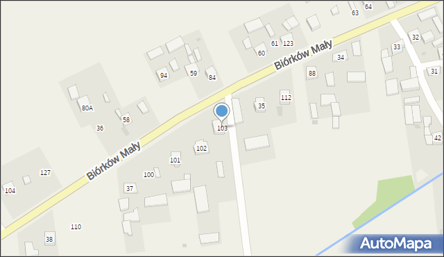 Biórków Mały, Biórków Mały, 103, mapa Biórków Mały
