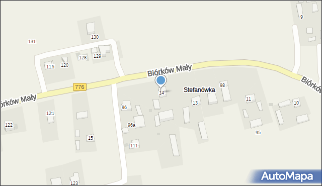 Biórków Mały, Biórków Mały, 14, mapa Biórków Mały