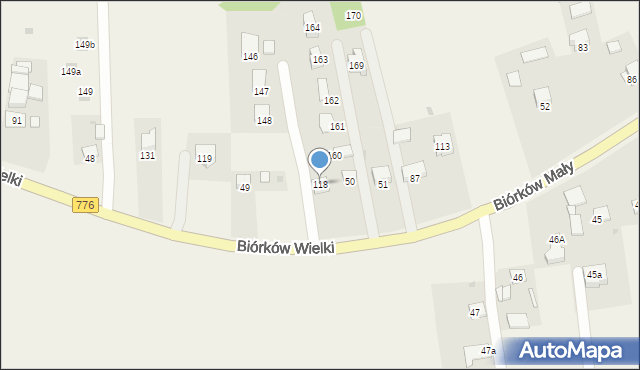 Biórków Wielki, Biórków Wielki, 118, mapa Biórków Wielki