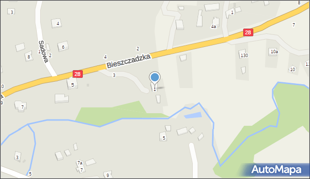 Bircza, Bieszczadzka, 1, mapa Bircza