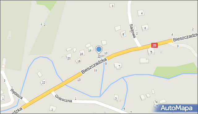 Bircza, Bieszczadzka, 12, mapa Bircza