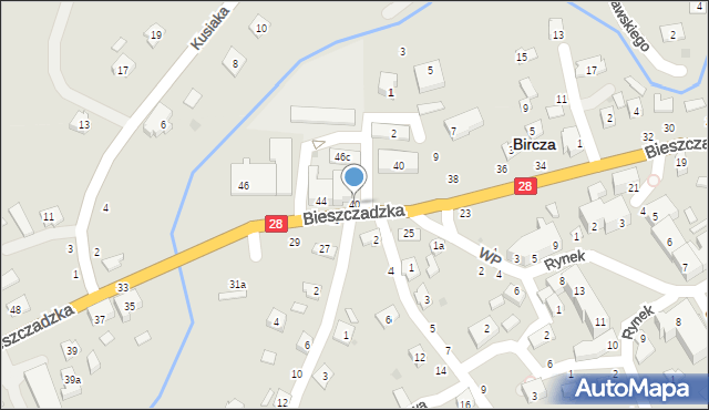 Bircza, Bieszczadzka, 40, mapa Bircza