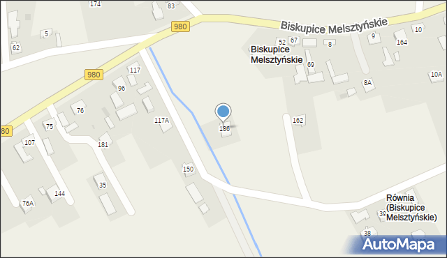 Biskupice Melsztyńskie, Biskupice Melsztyńskie, 186, mapa Biskupice Melsztyńskie