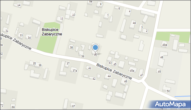 Biskupice Zabaryczne, Biskupice Zabaryczne, 40, mapa Biskupice Zabaryczne