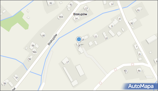 Biskupów, Biskupów, 16, mapa Biskupów